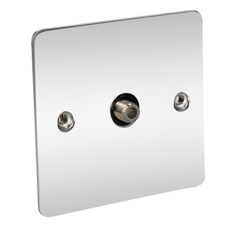 Flat Plate Satellite 1Gang Outlet - BS3041 & BS 41003 *Chrome/Bl